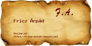 Fricz Árpád névjegykártya